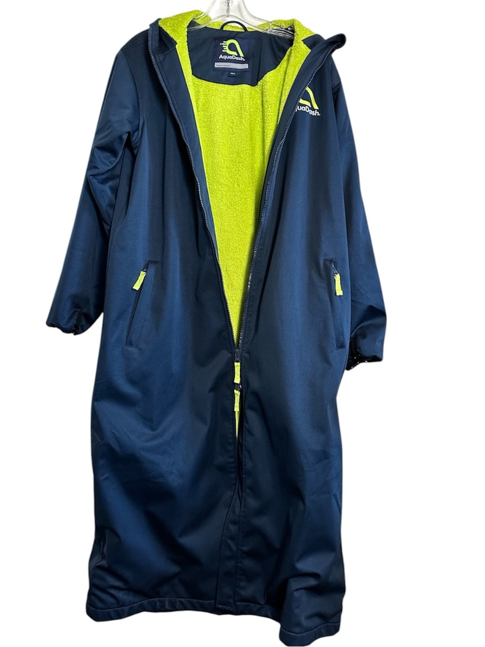 AquaDash Swim Parka Navy with Lime Cotton Towel Lined Interior